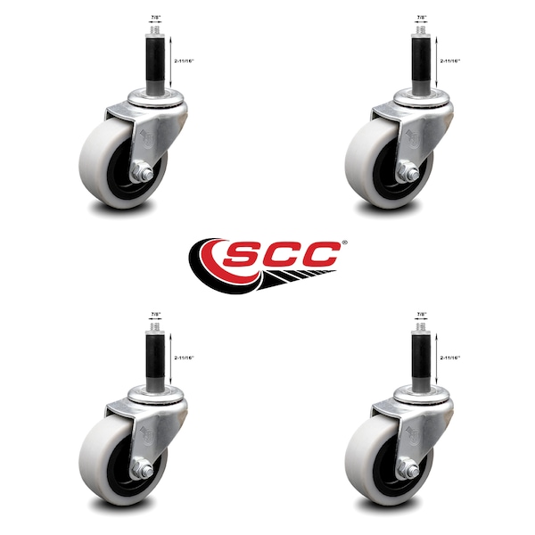 Service Caster 2 Inch Thermoplastic Rubber Wheel 7/8 Inch Expanding Stem Caster SCC, 4PK SCC-EX05S210-TPRS-78-4 - main